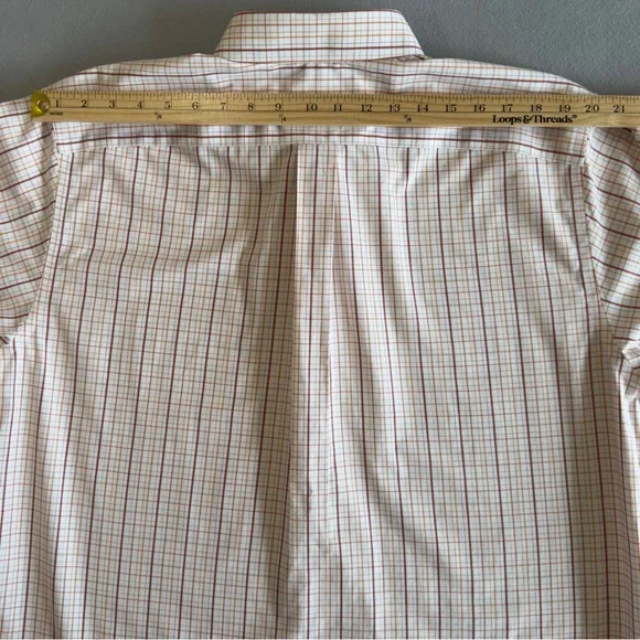 Eddie Bauer Men's Button-Down Plaid Shirt in Cream, Red, Brown - Picture 8 of 8
